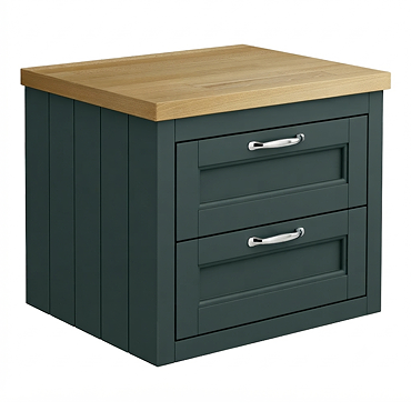 Chatsworth 545mm Green Wall Hung Countertop Vanity with Beech Worktop & Chrome Handles