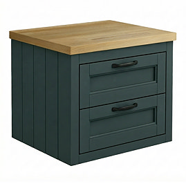 Chatsworth 545mm Green Wall Hung Countertop Vanity with Beech Worktop & Matt Black Handles