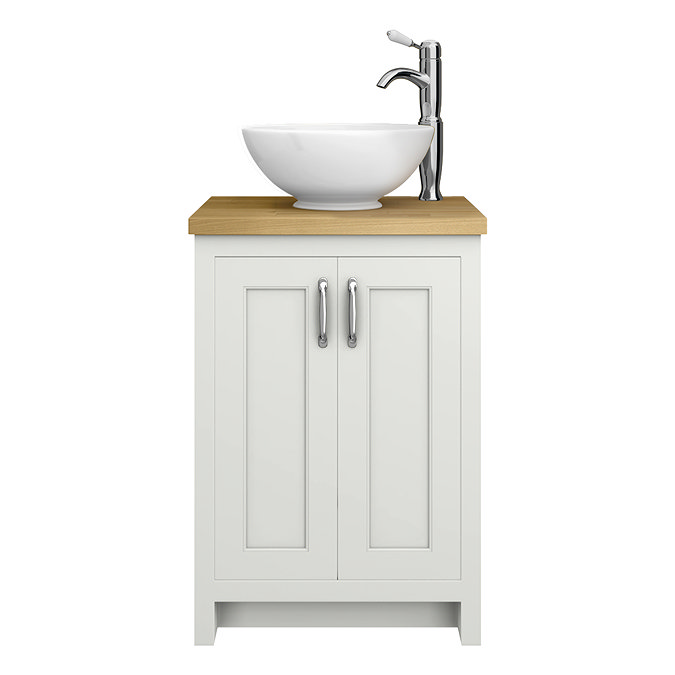 Chatsworth 545mm Grey Countertop Vanity with Worktop, Round Basin & Chrome Handles