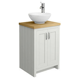 Chatsworth 545mm Grey Countertop Vanity with Worktop, Round Basin & Chrome Handles