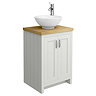 Chatsworth 545mm Grey Countertop Vanity with Worktop, Round Basin & Chrome Handles