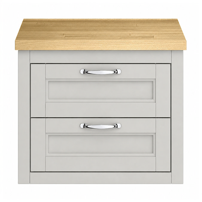 Chatsworth 545mm Grey Wall Hung Countertop Vanity with Beech Worktop & Chrome Handles