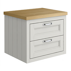 Chatsworth 545mm Grey Wall Hung Countertop Vanity with Beech Worktop & Chrome Handles