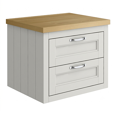Chatsworth 545mm Grey Wall Hung Countertop Vanity with Beech Worktop & Chrome Handles