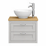 Chatsworth 545mm Grey Wall Hung Countertop Vanity with Worktop, Round Basin & Chrome Handles