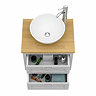 Chatsworth 545mm Grey Wall Hung Countertop Vanity with Worktop, Round Basin & Chrome Handles