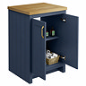 Chatsworth 545mm Traditional Blue Countertop Vanity with Beech Worktop & Brushed Brass Handles