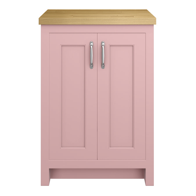 Chatsworth 545mm Traditional Dusky Pink Countertop Vanity with Beech Worktop & Chrome Handles