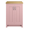 Chatsworth 545mm Traditional Dusky Pink Countertop Vanity with Beech Worktop & Chrome Handles