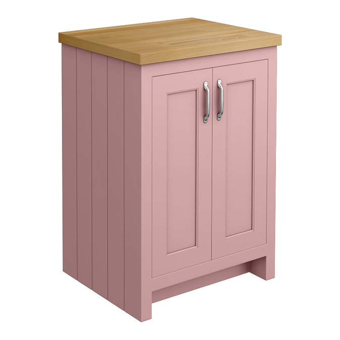 Chatsworth 545mm Traditional Dusky Pink Countertop Vanity with Beech Worktop & Chrome Handles