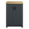 Chatsworth 545mm Traditional Graphite Countertop Vanity with Beech Worktop & Matt Black Handles