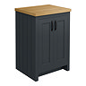 Chatsworth 545mm Traditional Graphite Countertop Vanity with Beech Worktop & Matt Black Handles