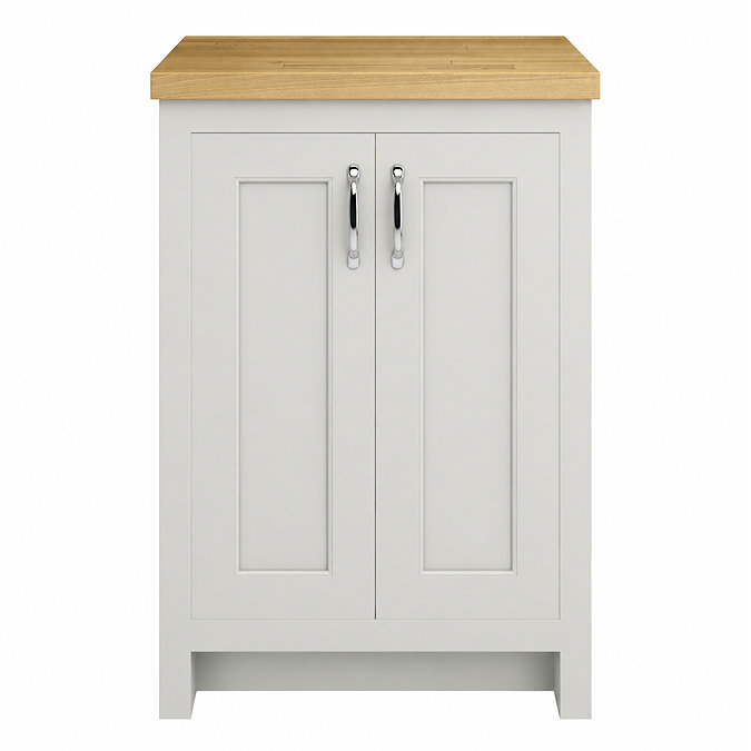Chatsworth 545mm Traditional Grey Countertop Vanity with Beech Worktop & Chrome Handles