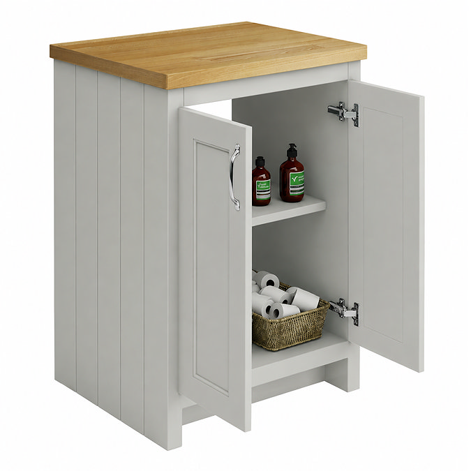 Chatsworth 545mm Traditional Grey Countertop Vanity with Beech Worktop & Chrome Handles