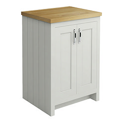 Chatsworth 545mm Traditional Grey Countertop Vanity with Beech Worktop & Chrome Handles