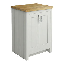 Chatsworth 545mm Traditional Grey Countertop Vanity with Beech Worktop & Chrome Handles