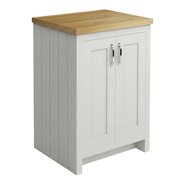 Chatsworth 545mm Traditional Grey Countertop Vanity with Beech Worktop & Chrome Handles