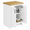 Chatsworth 545mm Traditional White Countertop Vanity Unit with Solid Beech Wood Worktop & Matt Black Handles