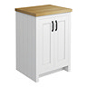 Chatsworth 545mm Traditional White Countertop Vanity Unit with Solid Beech Wood Worktop & Matt Black Handles