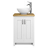 Chatsworth 545mm White Countertop Vanity with Worktop, Round Basin & Chrome Handles