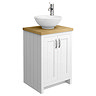 Chatsworth 545mm White Countertop Vanity with Worktop, Round Basin & Chrome Handles