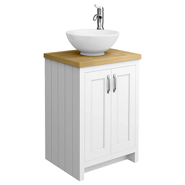 Chatsworth 545mm White Countertop Vanity with Worktop, Round Basin & Chrome Handles