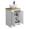 Chatsworth 545mm White Countertop Vanity with Worktop, Round Basin & Matt Black Handles