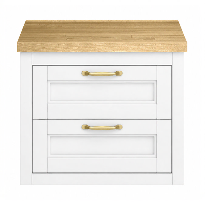 Chatsworth 545mm White Wall Hung Countertop Vanity with Beech Worktop & Brushed Brass Handles