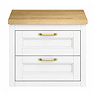 Chatsworth 545mm White Wall Hung Countertop Vanity with Beech Worktop & Brushed Brass Handles
