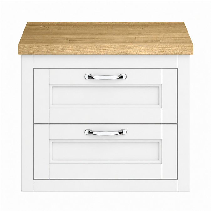 Chatsworth 545mm White Wall Hung Countertop Vanity with Beech Worktop & Chrome Handles