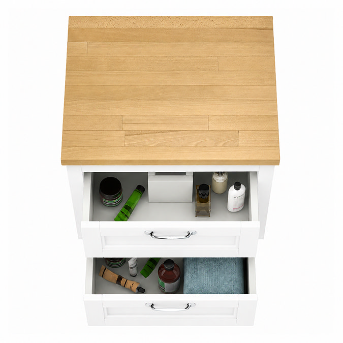 Chatsworth 545mm White Wall Hung Countertop Vanity with Beech Worktop & Chrome Handles