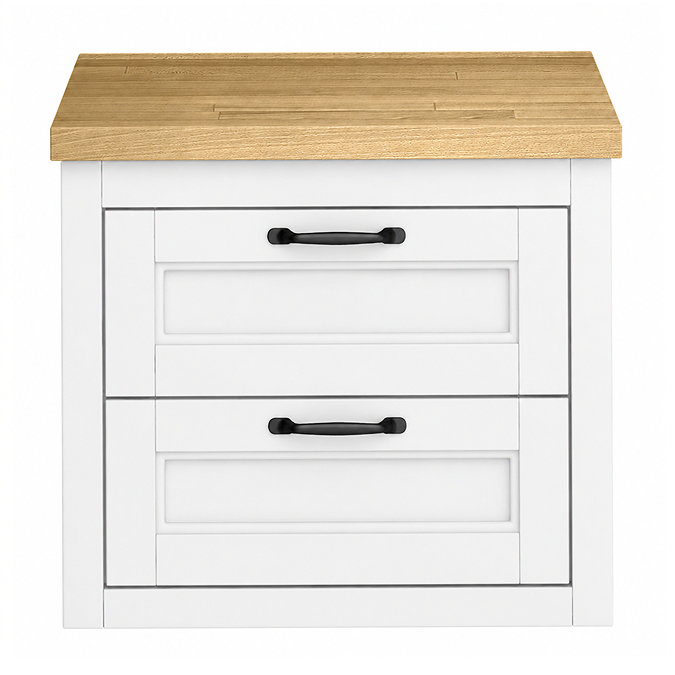 Chatsworth 545mm White Wall Hung Countertop Vanity with Beech Worktop & Matt Black Handles