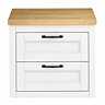 Chatsworth 545mm White Wall Hung Countertop Vanity with Beech Worktop & Matt Black Handles