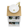 Chatsworth 545mm White Wall Hung Countertop Vanity with Worktop, Round Basin & Brushed Brass Handles