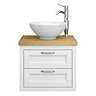 Chatsworth 545mm White Wall Hung Countertop Vanity with Worktop, Round Basin & Chrome Handles