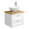 Chatsworth 545mm White Wall Hung Countertop Vanity with Worktop, Round Basin & Chrome Handles