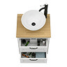 Chatsworth 545mm White Wall Hung Countertop Vanity with Worktop, Round Basin & Matt Black Handles