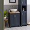 Chatsworth 545mm Blue Countertop Vanity with Worktop, Round Basin & Chrome Handles
