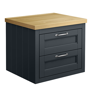 Chatsworth 545mm Graphite Wall Hung Countertop Vanity with Beech Worktop & Chrome Handles