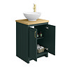 Chatsworth 545mm Green Countertop Vanity with Worktop, Round Basin & Brushed Brass Handles
