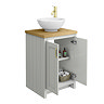 Chatsworth 545mm Grey Countertop Vanity with Worktop, Round Basin & & Brushed Brass Handles