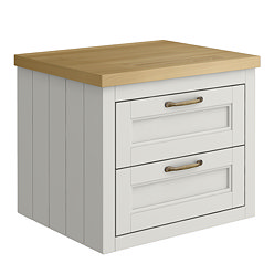 Chatsworth 545mm Grey Wall Hung Countertop Vanity with Beech Worktop & Antique Brass Handles