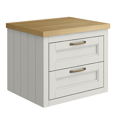 Chatsworth 545mm Grey Wall Hung Countertop Vanity with Beech Worktop & Antique Brass Handles