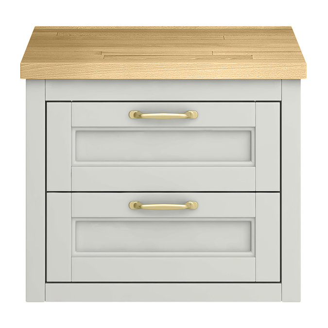 Chatsworth 545 Grey WH Countertop Vanity with Beech Worktop & Brushed Brass Handles
