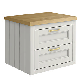 Chatsworth 545mm Grey Wall Hung Countertop Vanity with Beech Worktop & Brushed Brass Handles