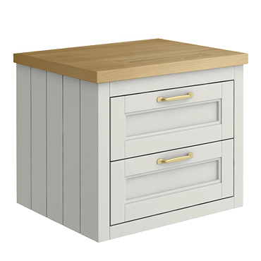 Chatsworth 545 Grey WH Countertop Vanity with Beech Worktop & Brushed Brass Handles