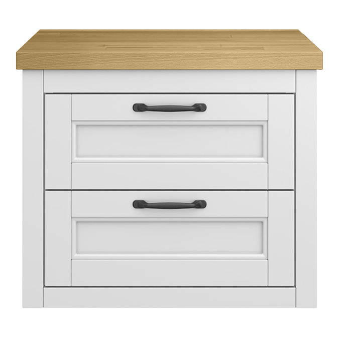 Chatsworth 545mm Grey Wall Hung Countertop Vanity with Beech Worktop & Matt Black Handles