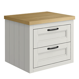 Chatsworth 545mm Grey Wall Hung Countertop Vanity with Beech Worktop & Matt Black Handles