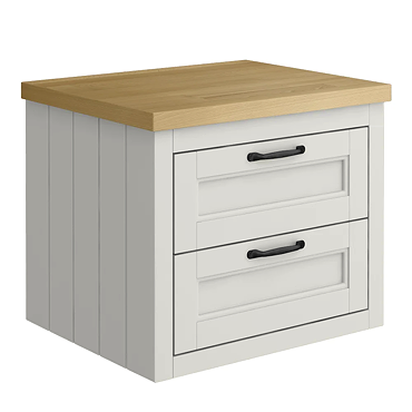 Chatsworth 545mm Grey Wall Hung Countertop Vanity with Beech Worktop & Matt Black Handles
