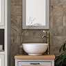 Chatsworth 545mm Grey Wall Hung Countertop Vanity with Worktop, Round Basin & Antique Brass Handles